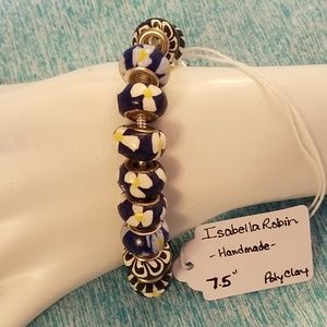 Handmade PolyClay Beaded Bracelet Floral